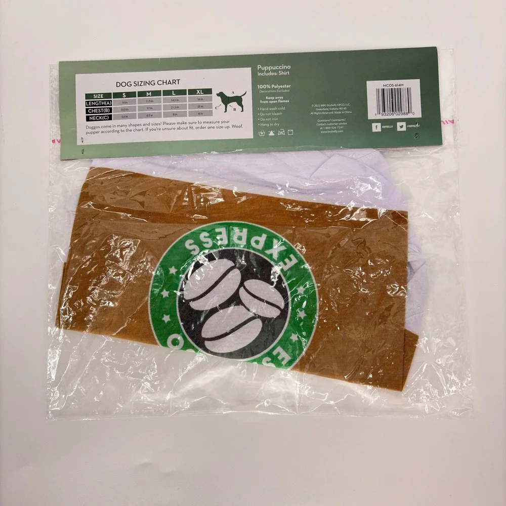 PUPPUCCINO Dog Shirt Costume Espresso Express Pet Outfit‎ - Medium